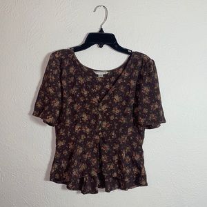 american eagle brown peasant floral top